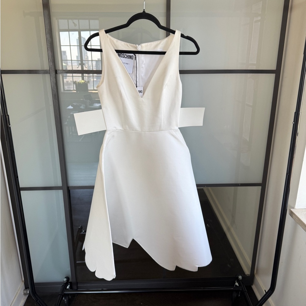 Moschino White Asymmetrical Wrap Dress for Weddings